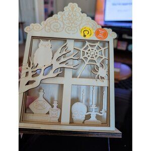 Wooden Halloween Window Shadow Box - Unbranded - Natural Wood